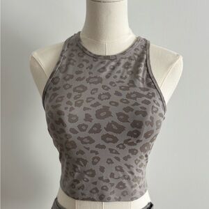 Beyond Yoga Gray Leopard Print Bra Tank